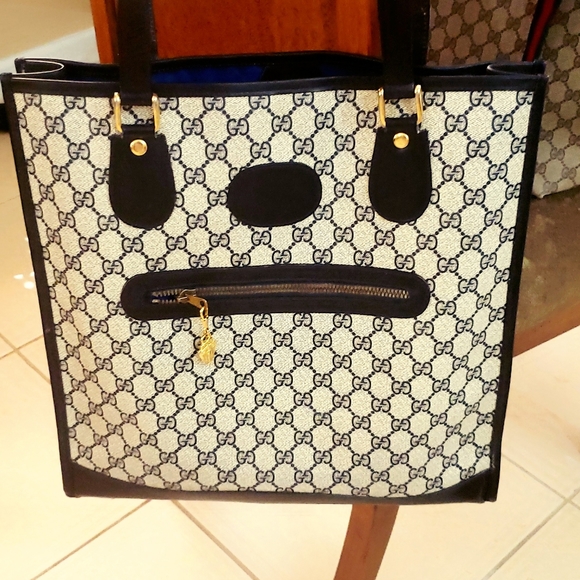 Gucci tote blue an gray GG PRINT HARD CANVAS - Picture 10 of 10